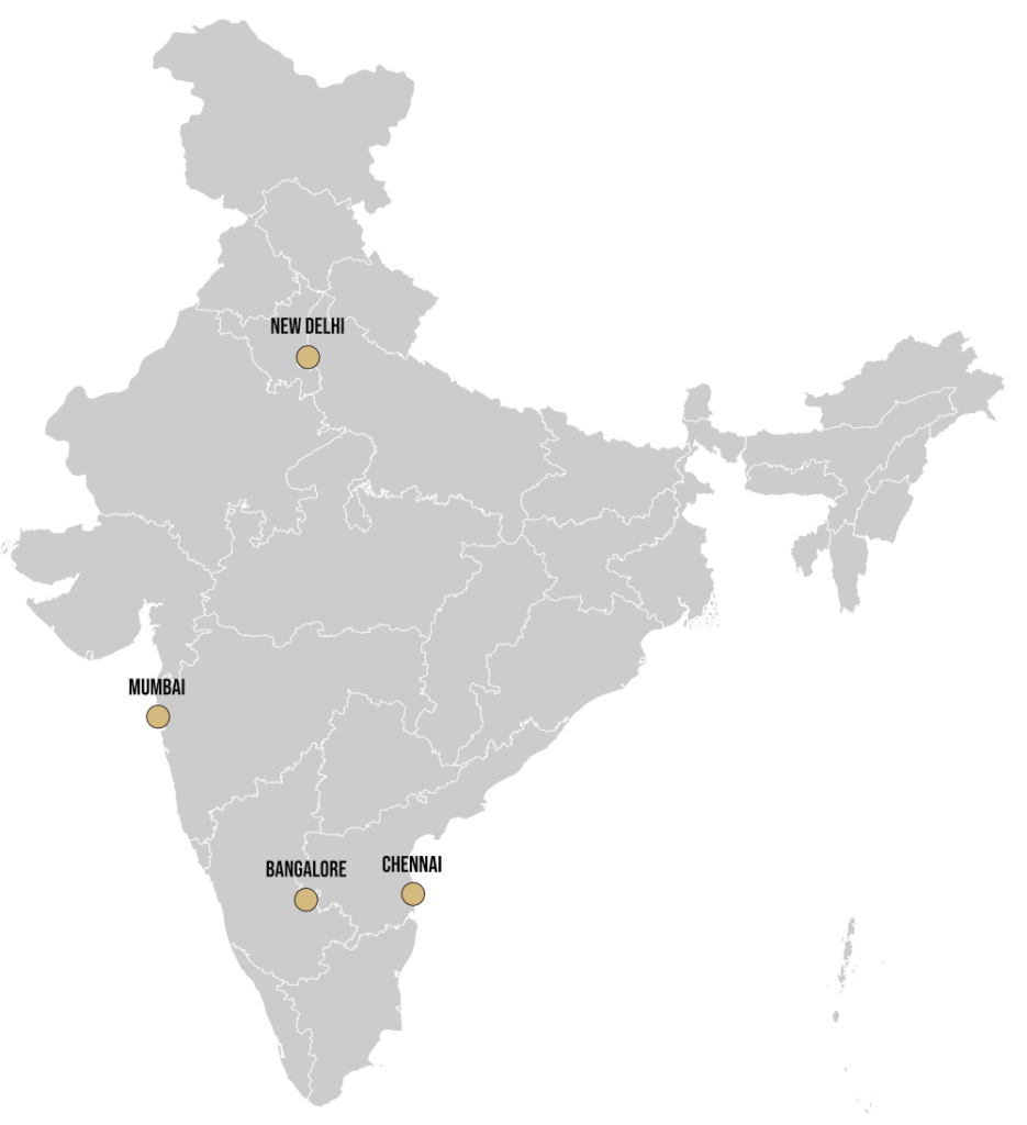 India map - 4 cities